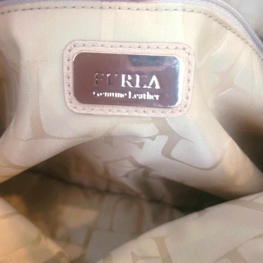 🤎🩵🤎 NWOT FURLA Linda Beige Saffiano Leather Top Handle Satchel & Crossbody - Picture 10 of 16